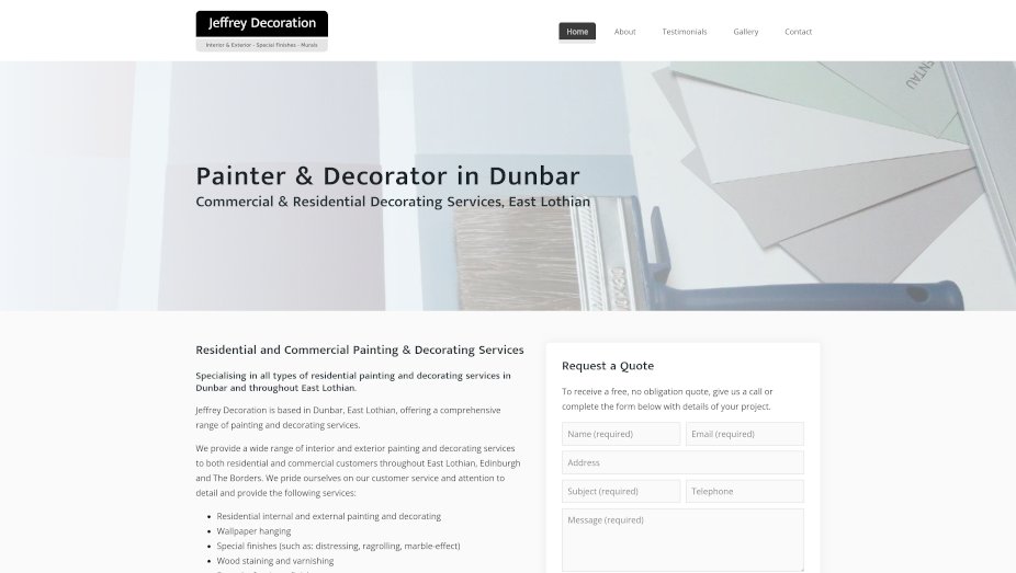 Jeffrey Decoration - Painter & Decorator Business Website